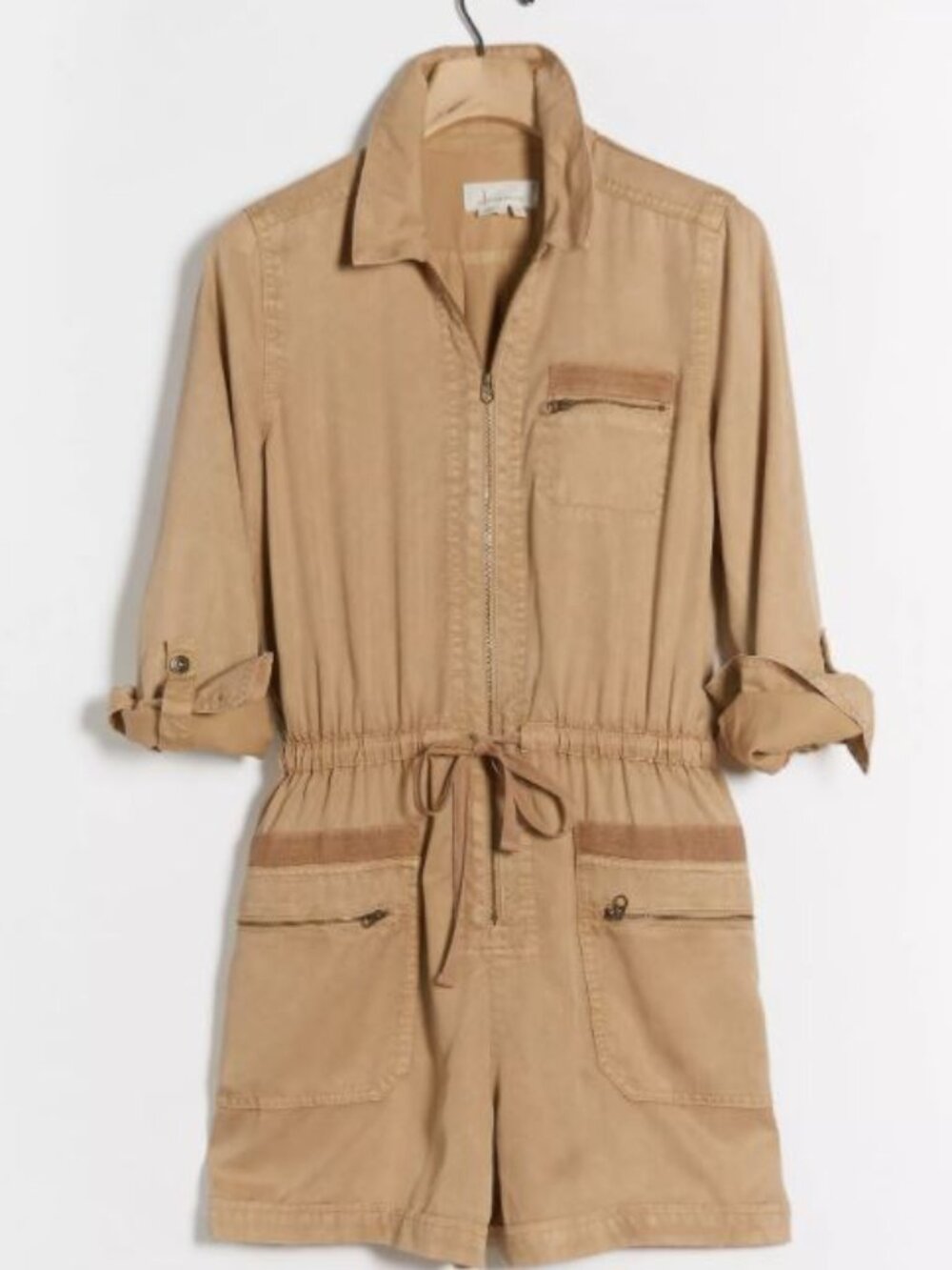 Anthropologie Safari Romper - One Piece Jumper Zip Top and Shorts (XL)